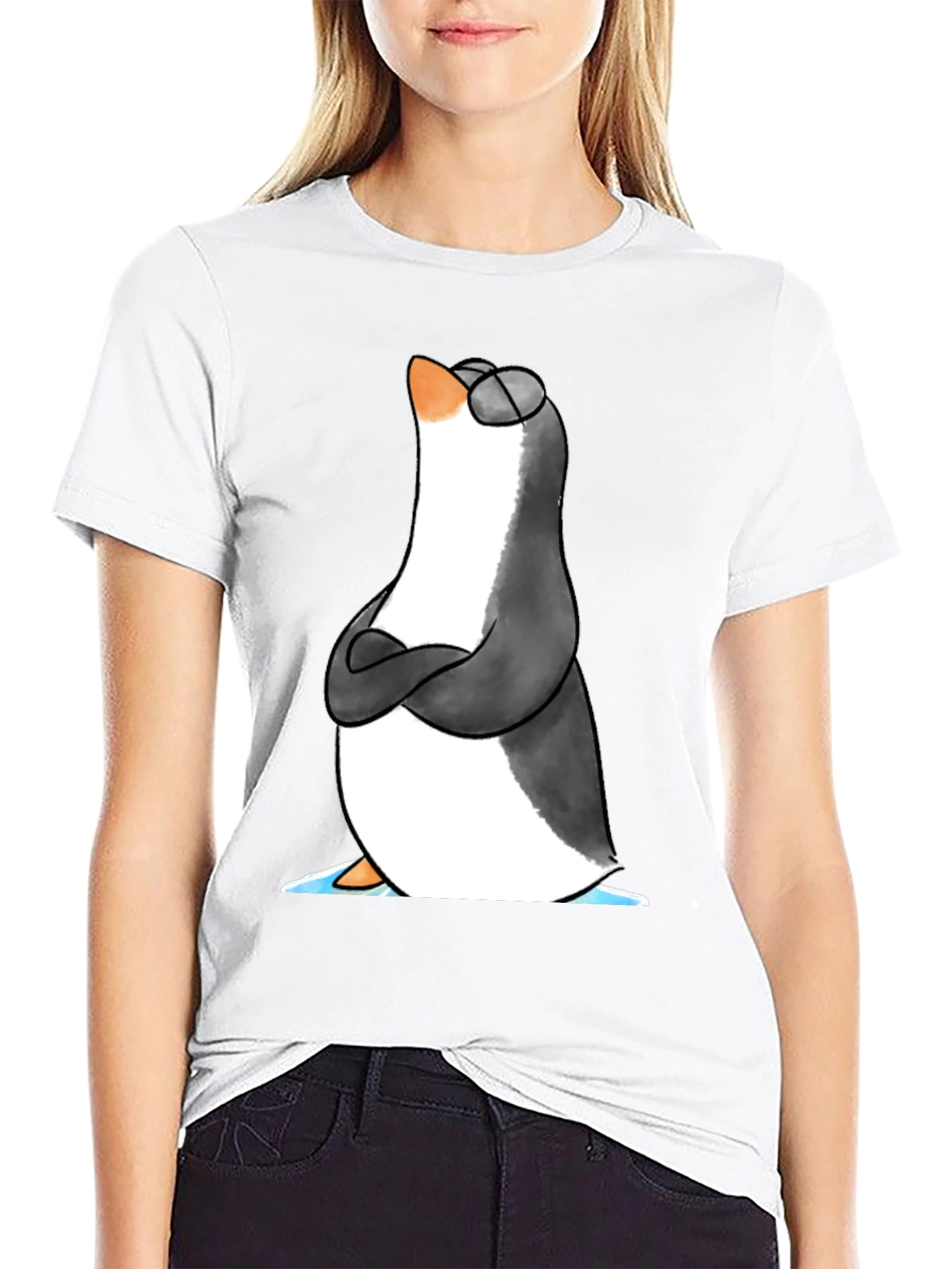 Cool Penguin Graphic Tee - Black Cotton T-Shirt
