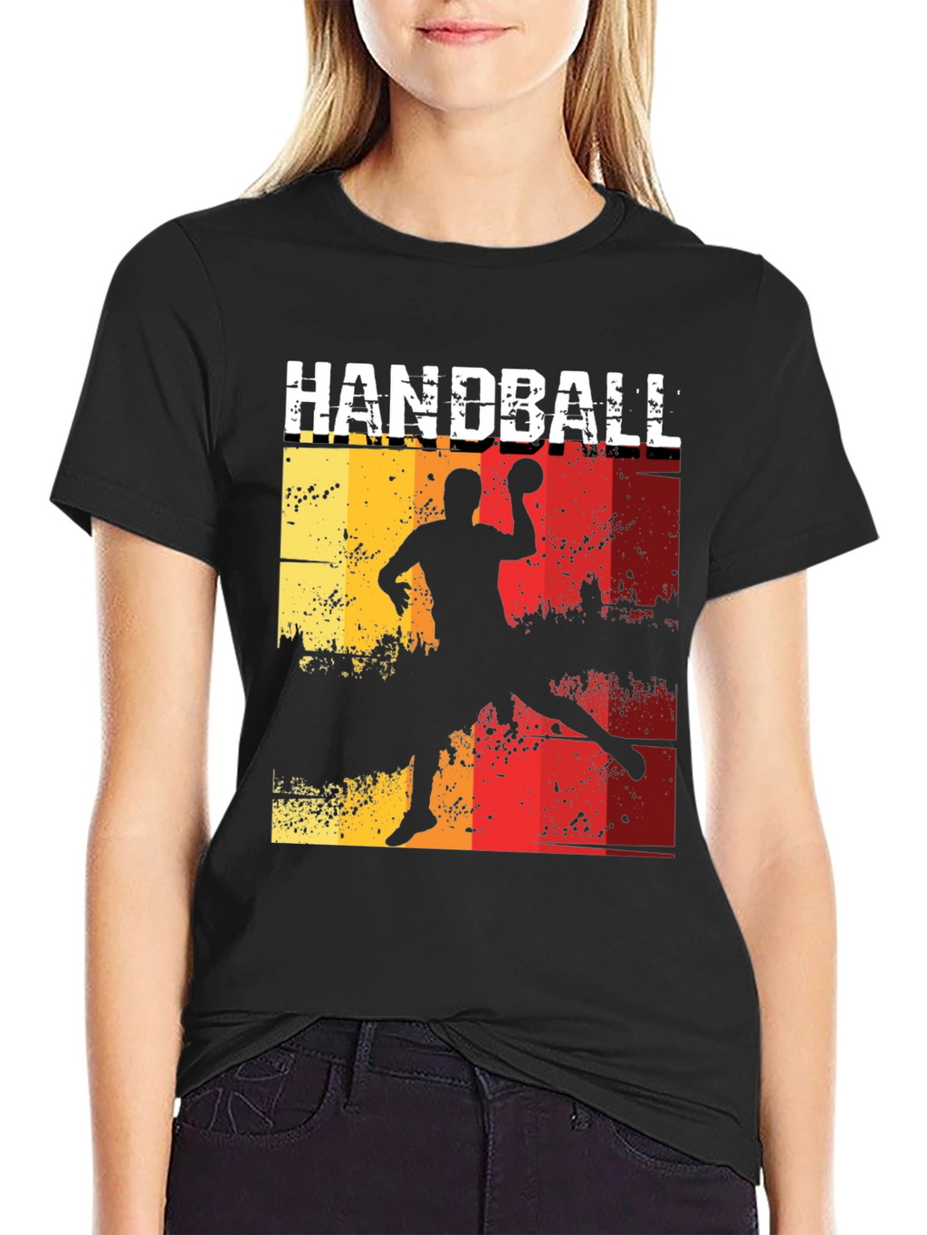 Handball Player Graphic Tee - Retro Style T-Shirt