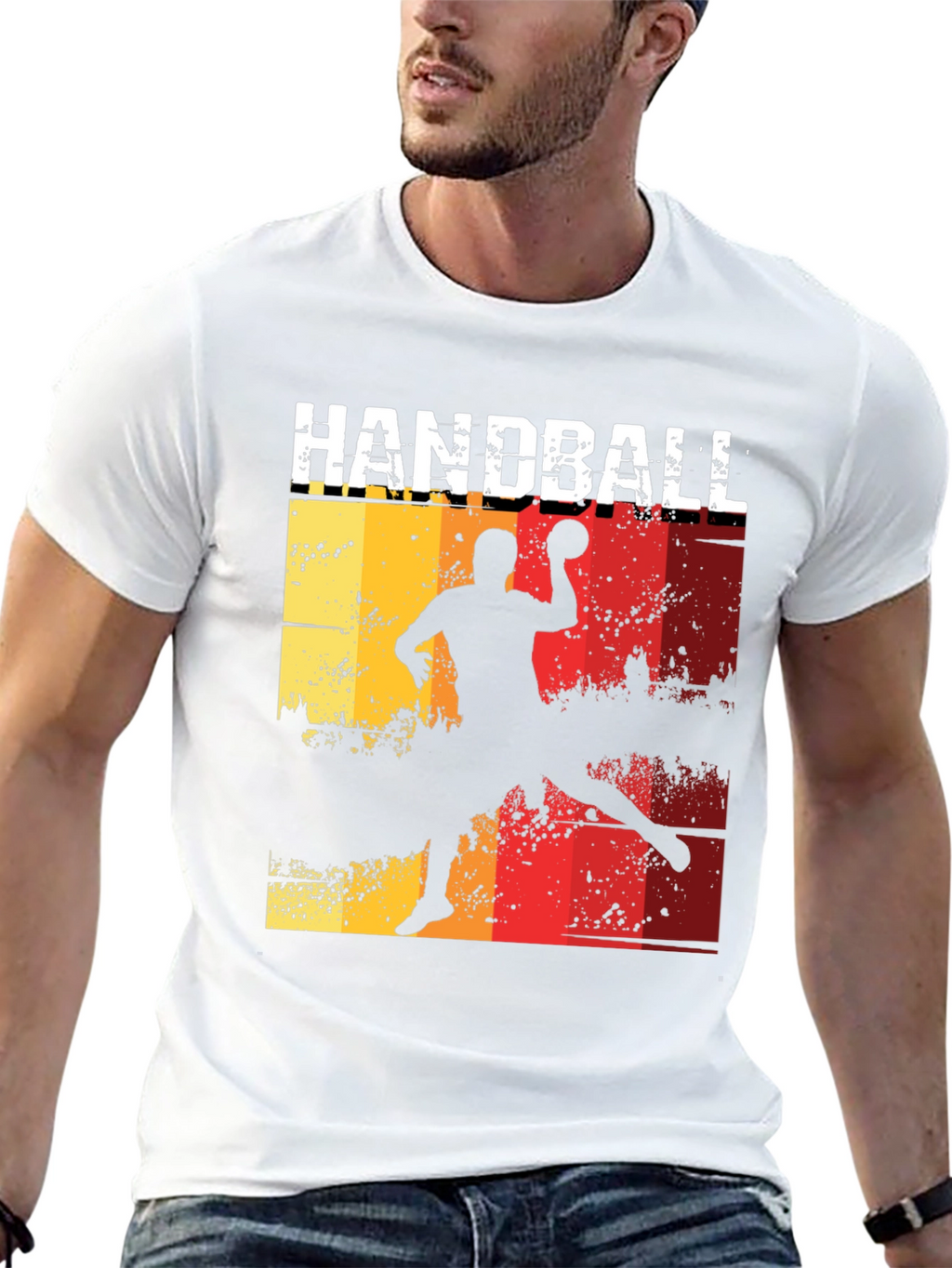 Handball Player Graphic Tee - Retro Style T-Shirt