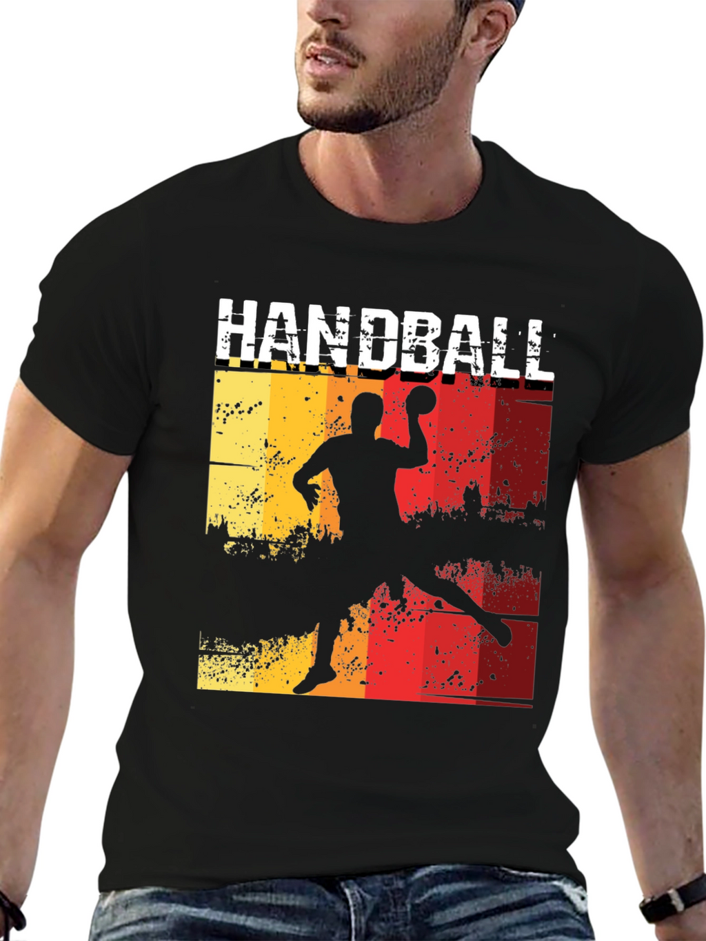 Handball Player Graphic Tee - Retro Style T-Shirt