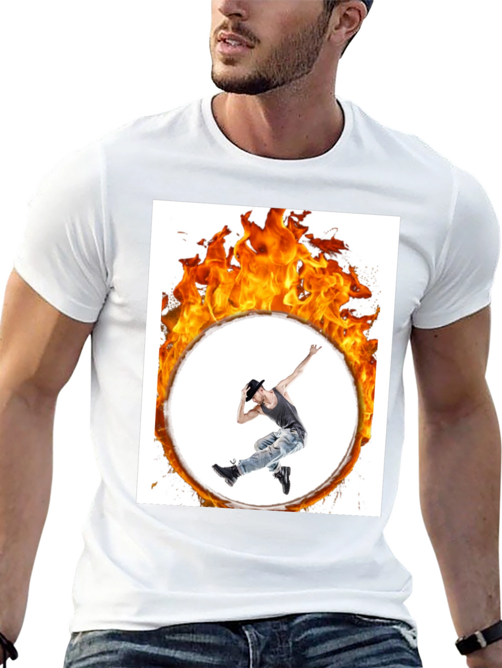 Flaming Hoop Dancer Black T-Shirt