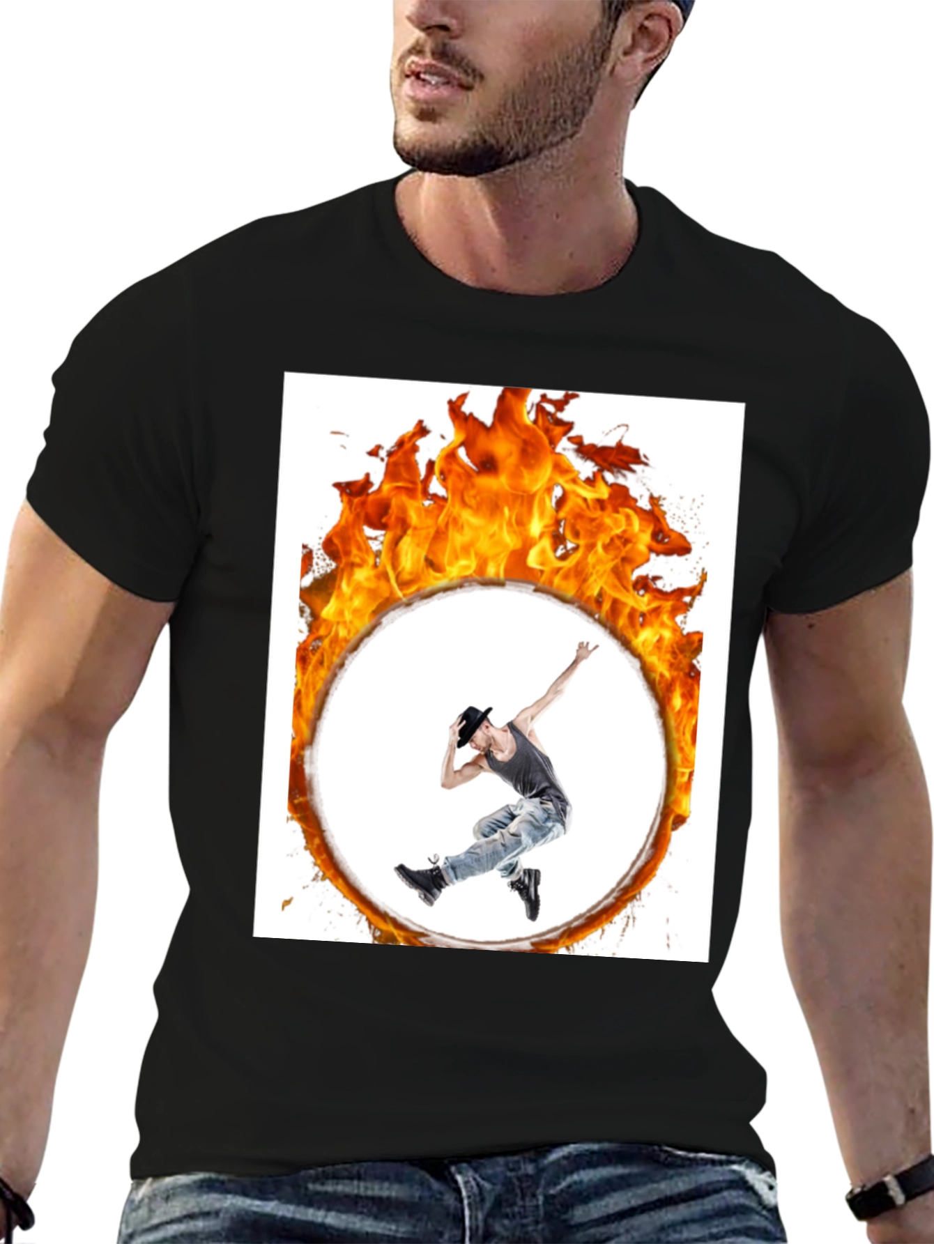 Flaming Hoop Dancer Black T-Shirt