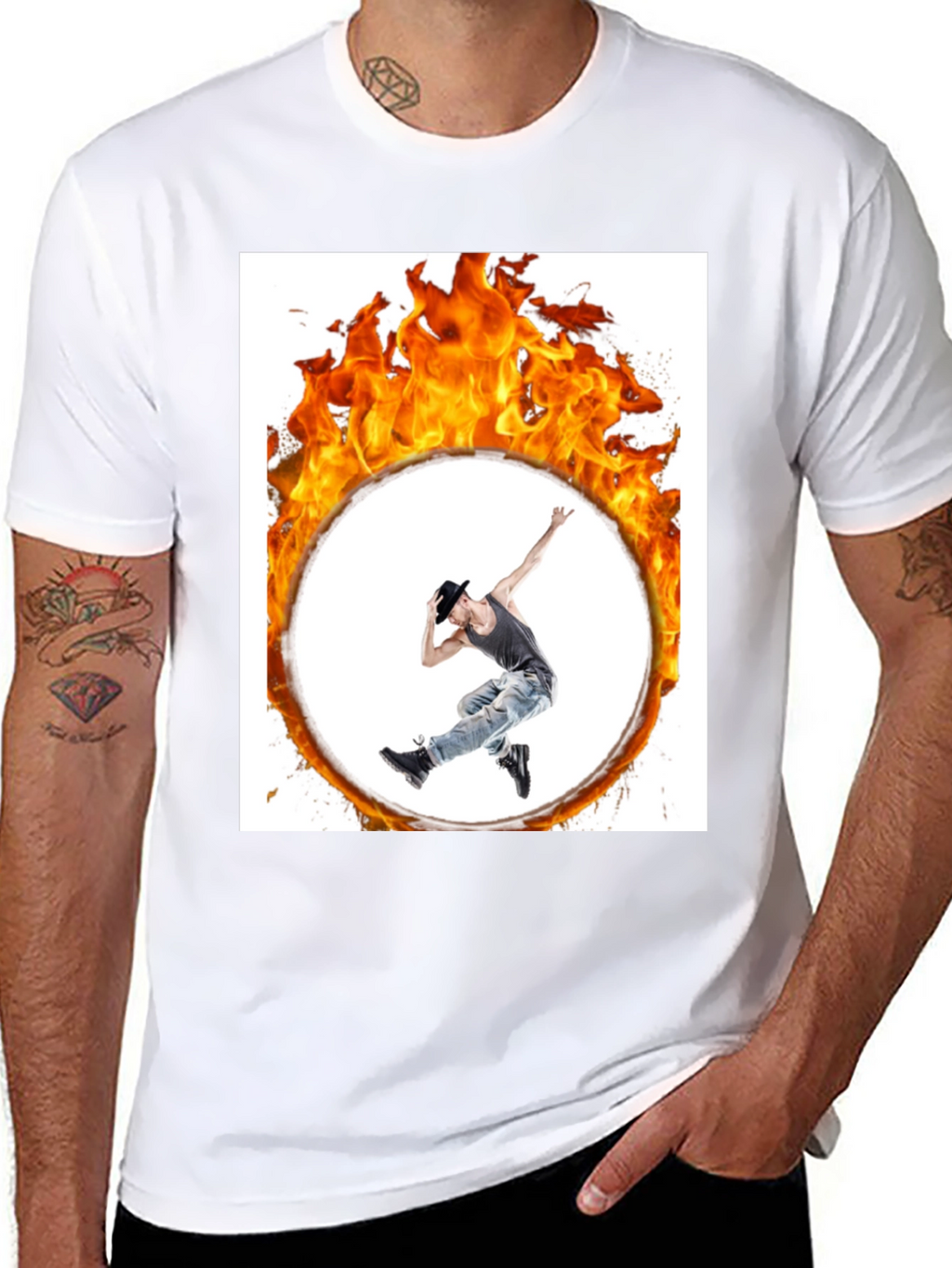 Flaming Hoop Dancer Black T-Shirt