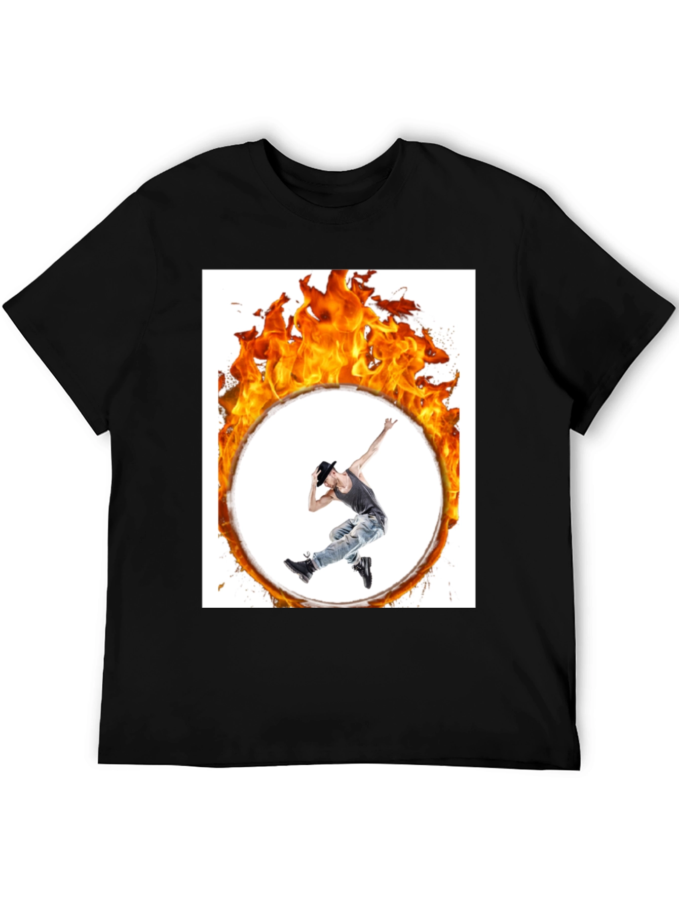 Flaming Hoop Dancer Black T-Shirt