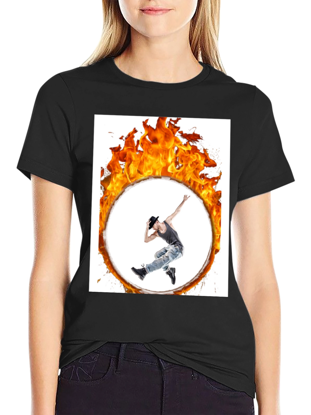 Flaming Hoop Dancer Black T-Shirt
