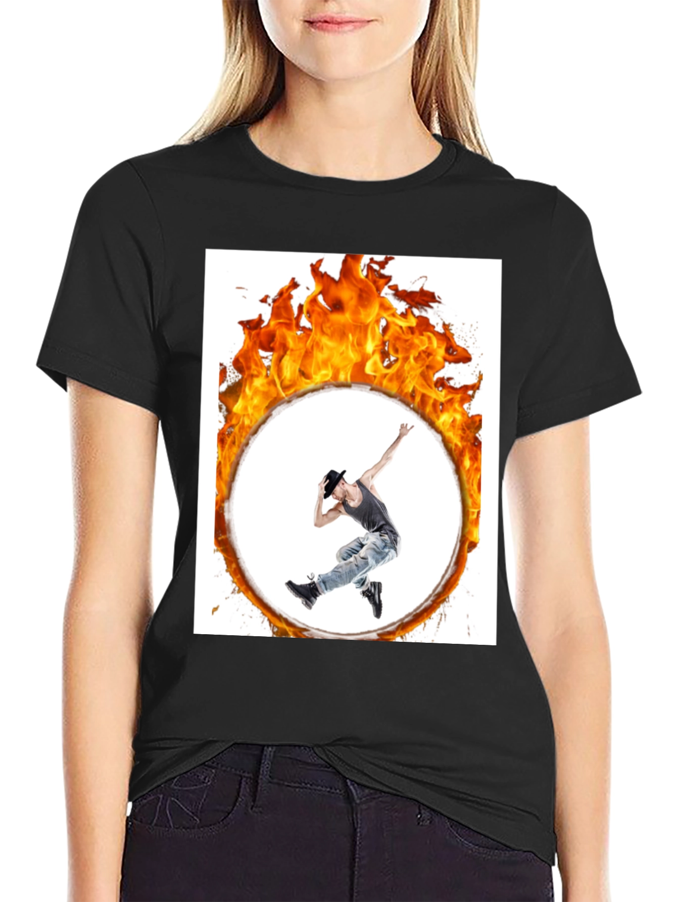 Flaming Hoop Dancer Black T-Shirt