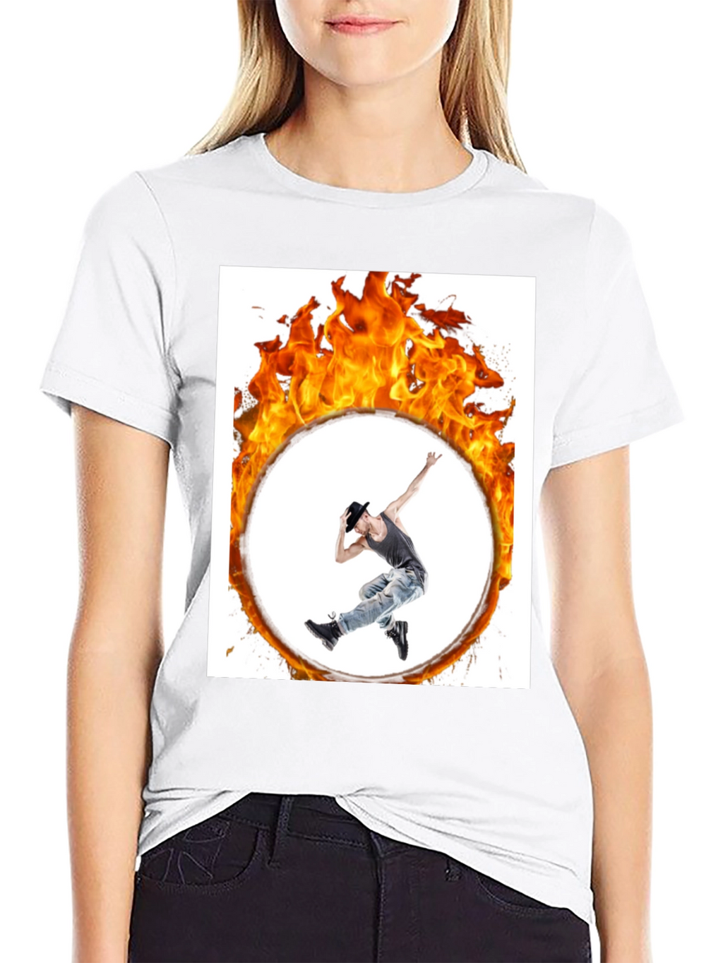 Flaming Hoop Dancer Black T-Shirt