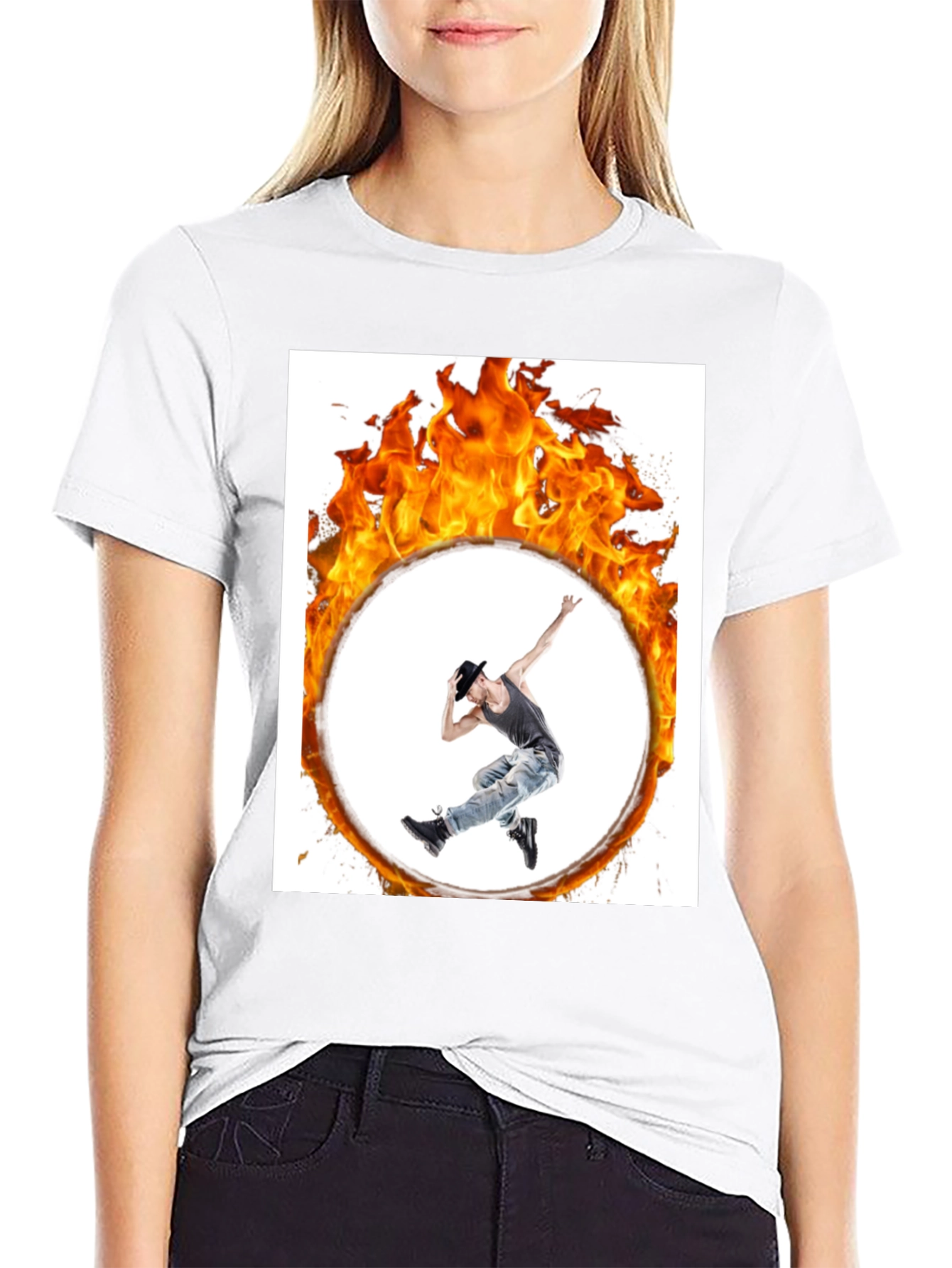 Flaming Hoop Dancer Black T-Shirt