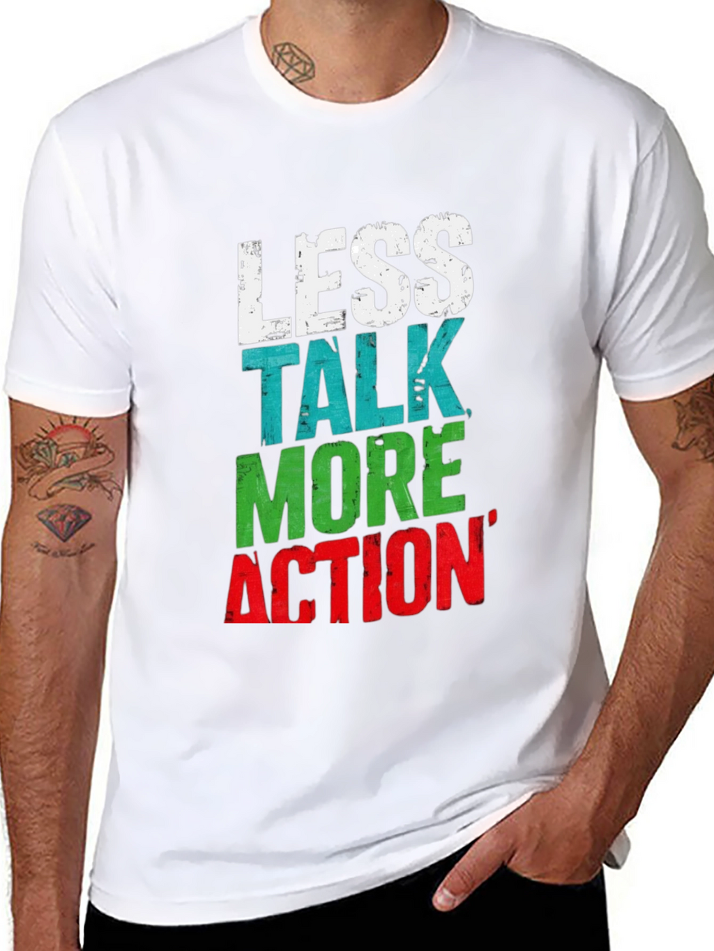 Less Talk More Action Graphic Tee - Black