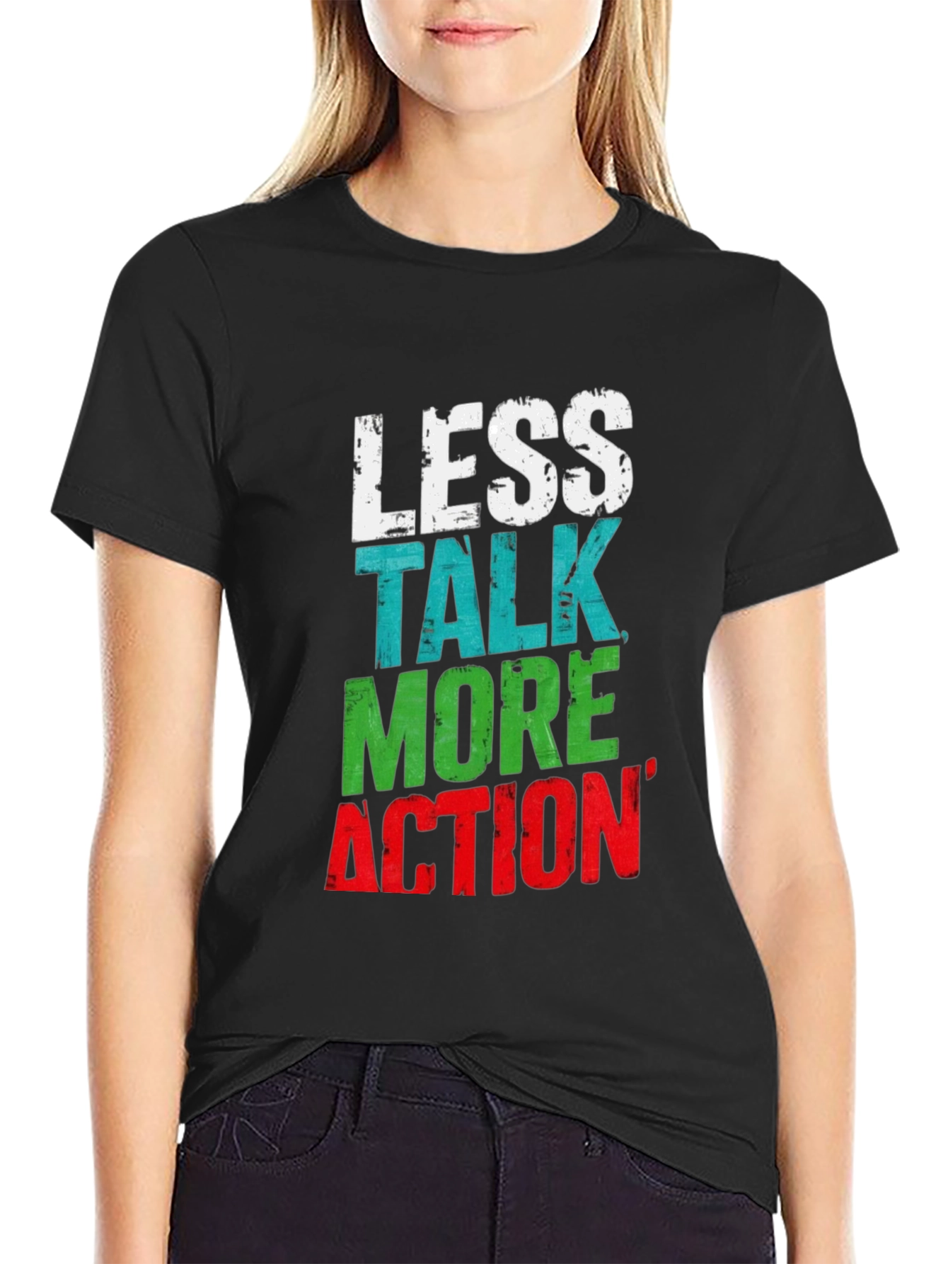 Less Talk More Action Graphic Tee - Black