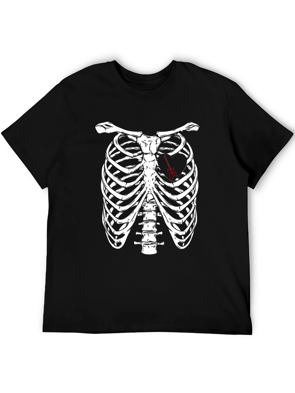Rib Cage Arrow Heart Graphic Tee - Black