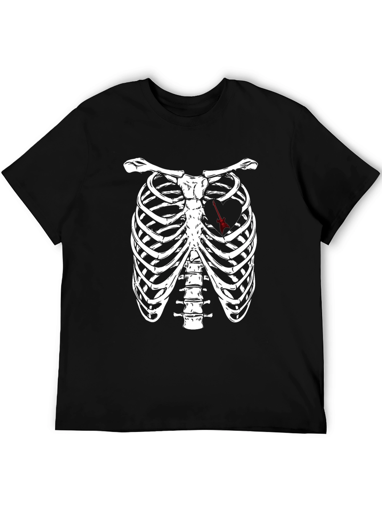 Rib Cage Arrow Heart Graphic Tee - Black