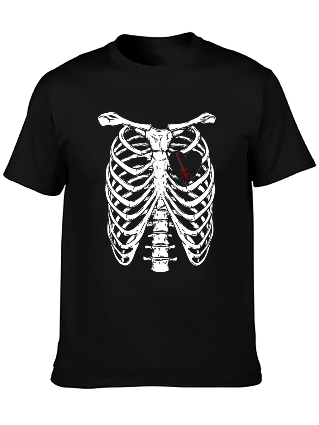Rib Cage Arrow Heart Graphic Tee - Black