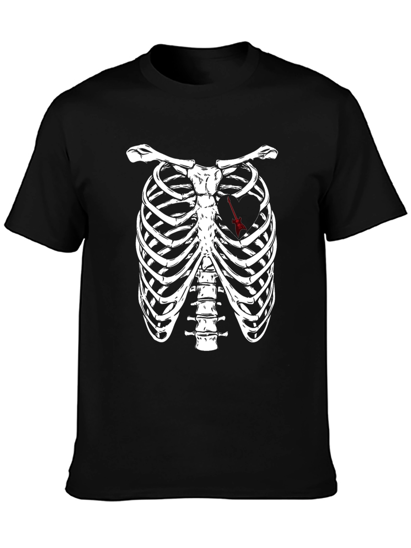 Rib Cage Arrow Heart Graphic Tee - Black