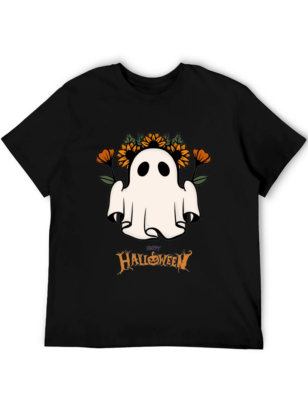 Halloween Ghost & Sunflower Graphic Tee