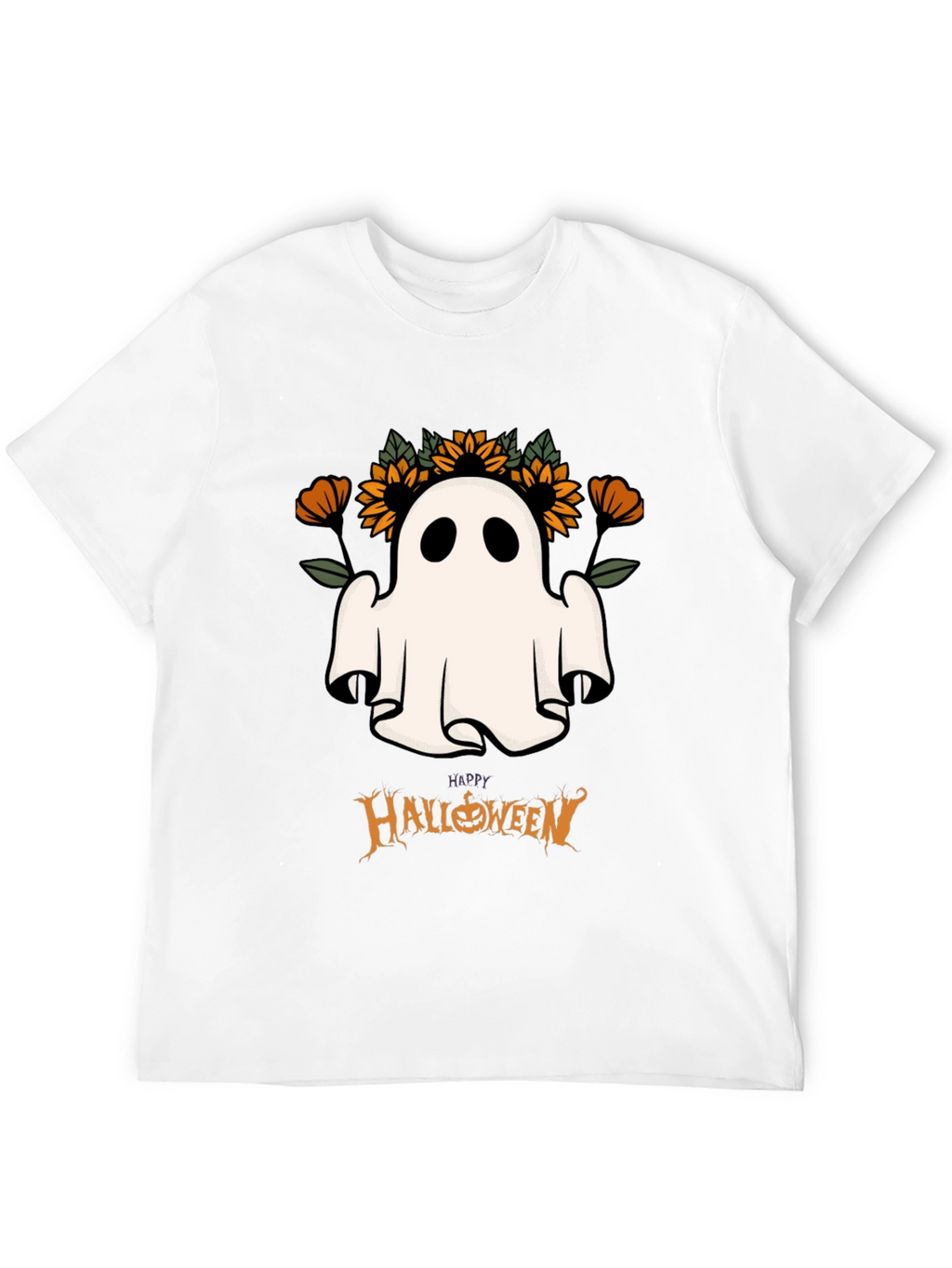 Halloween Ghost & Sunflower Graphic Tee
