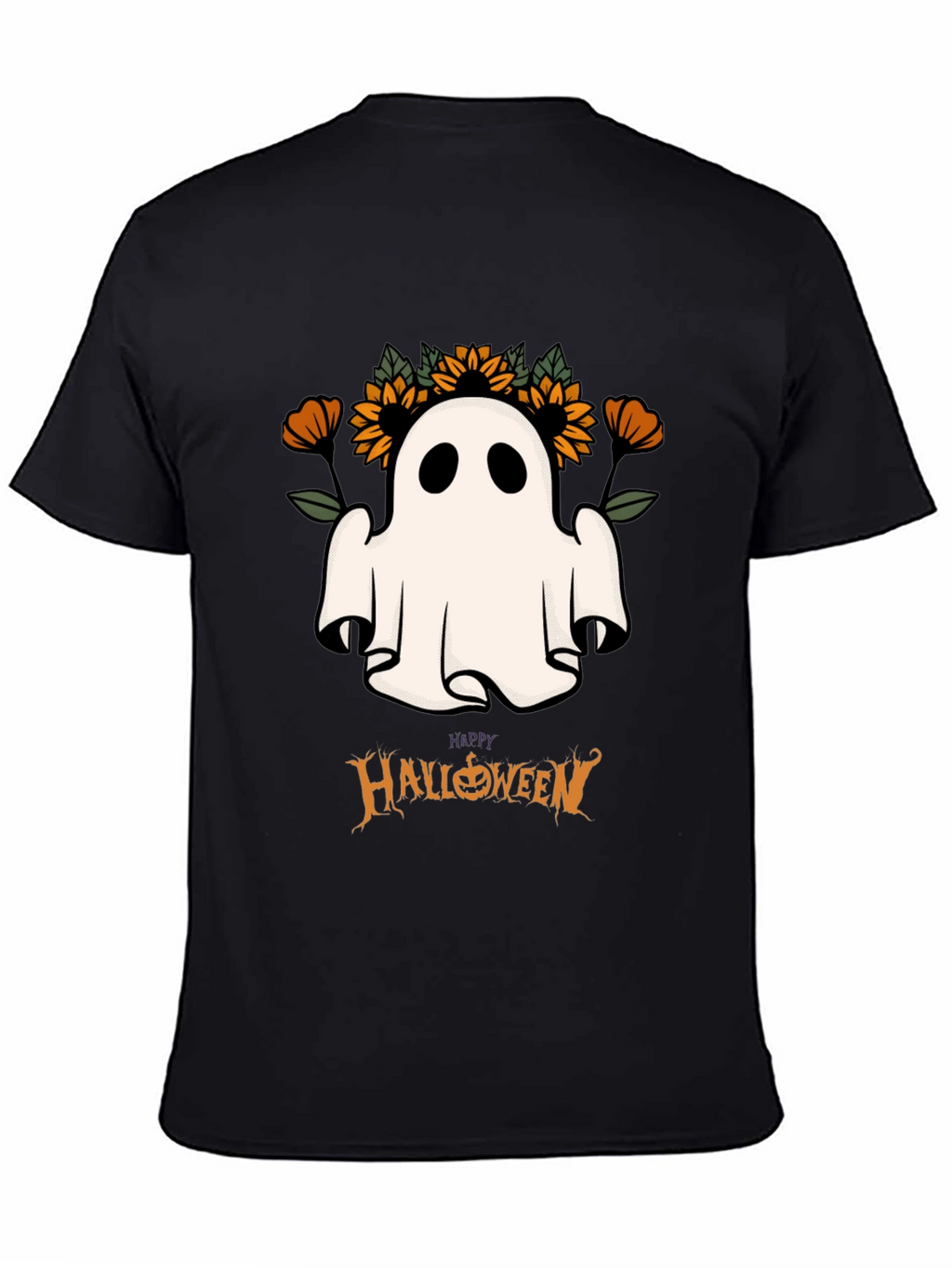 Halloween Ghost & Sunflower Graphic Tee