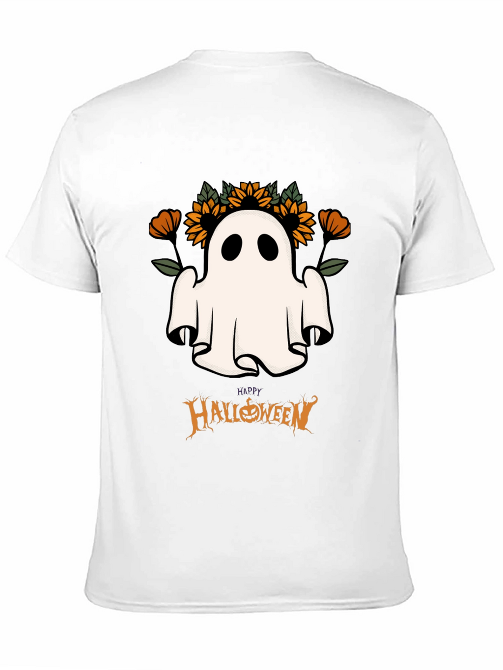 Halloween Ghost & Sunflower Graphic Tee
