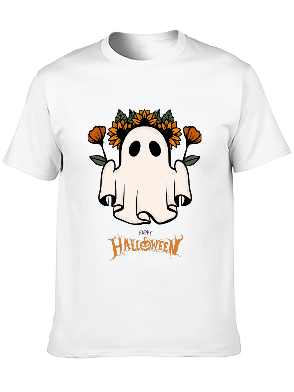 Halloween Ghost & Sunflower Graphic Tee