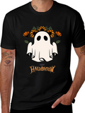 Halloween Ghost & Sunflower Graphic Tee
