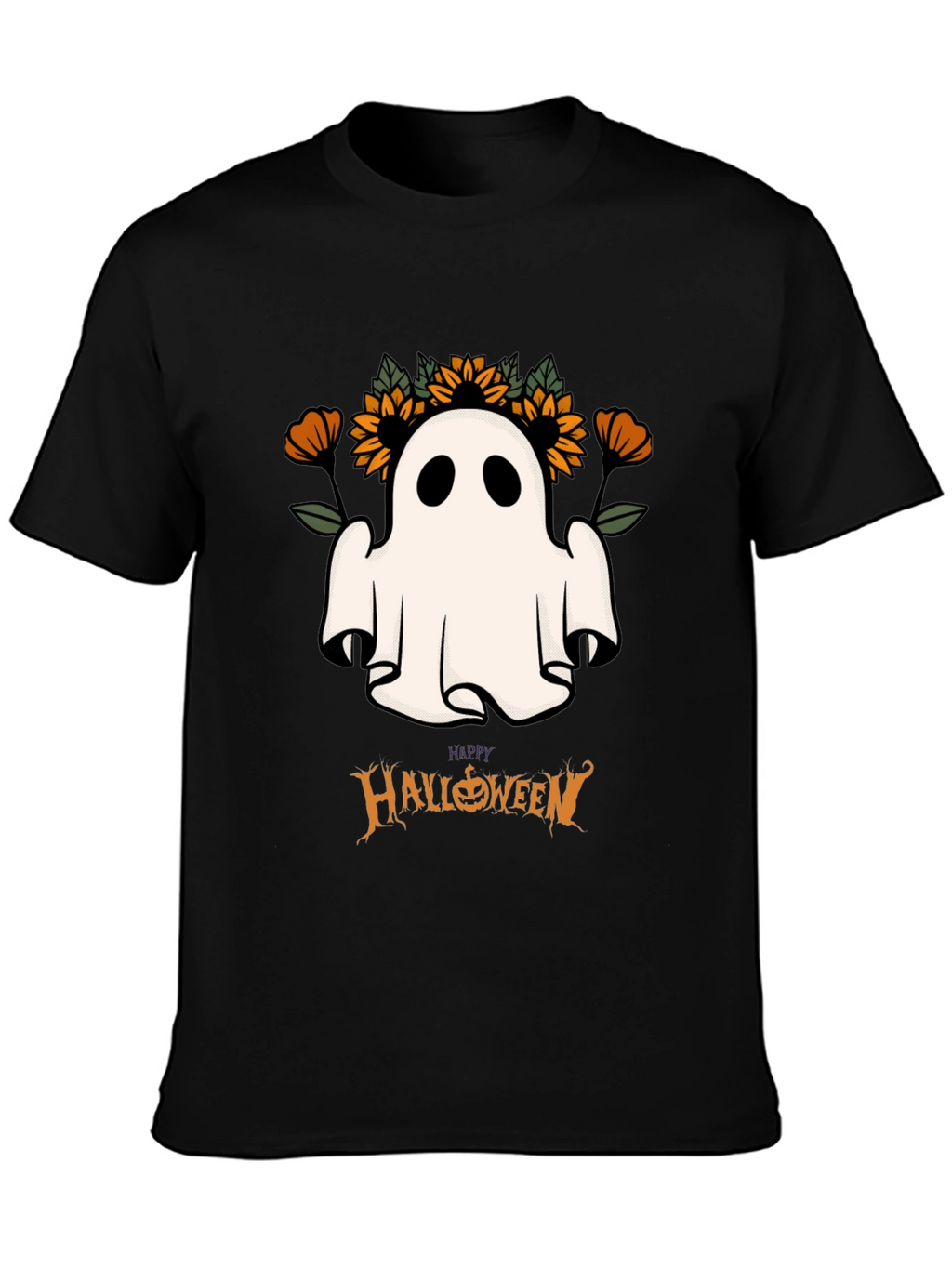 Halloween Ghost & Sunflower Graphic Tee