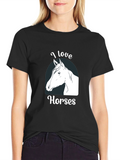 I Love Horses Graphic T-Shirt Black