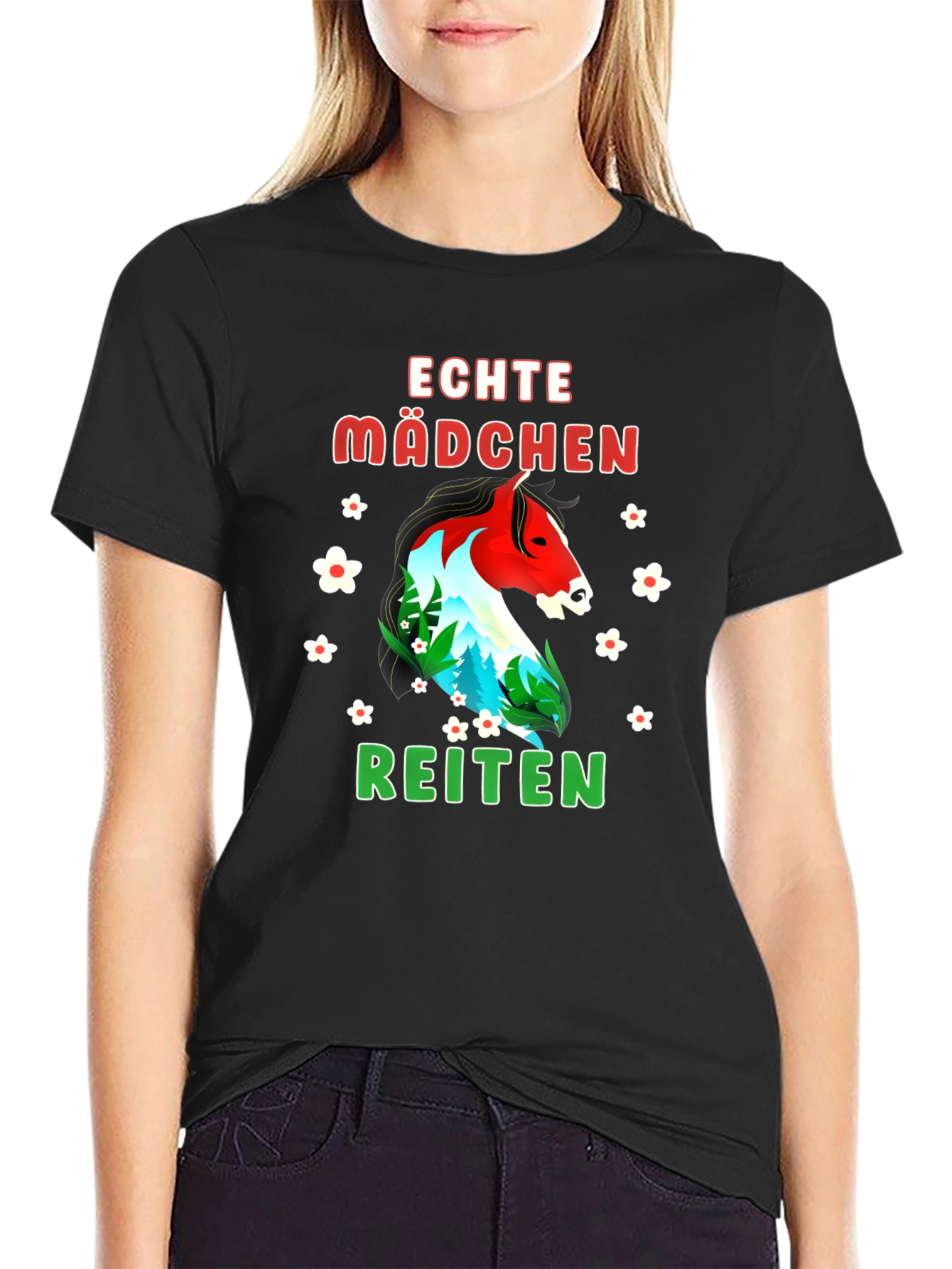 Echte Madchen Reiten Horse T-Shirt