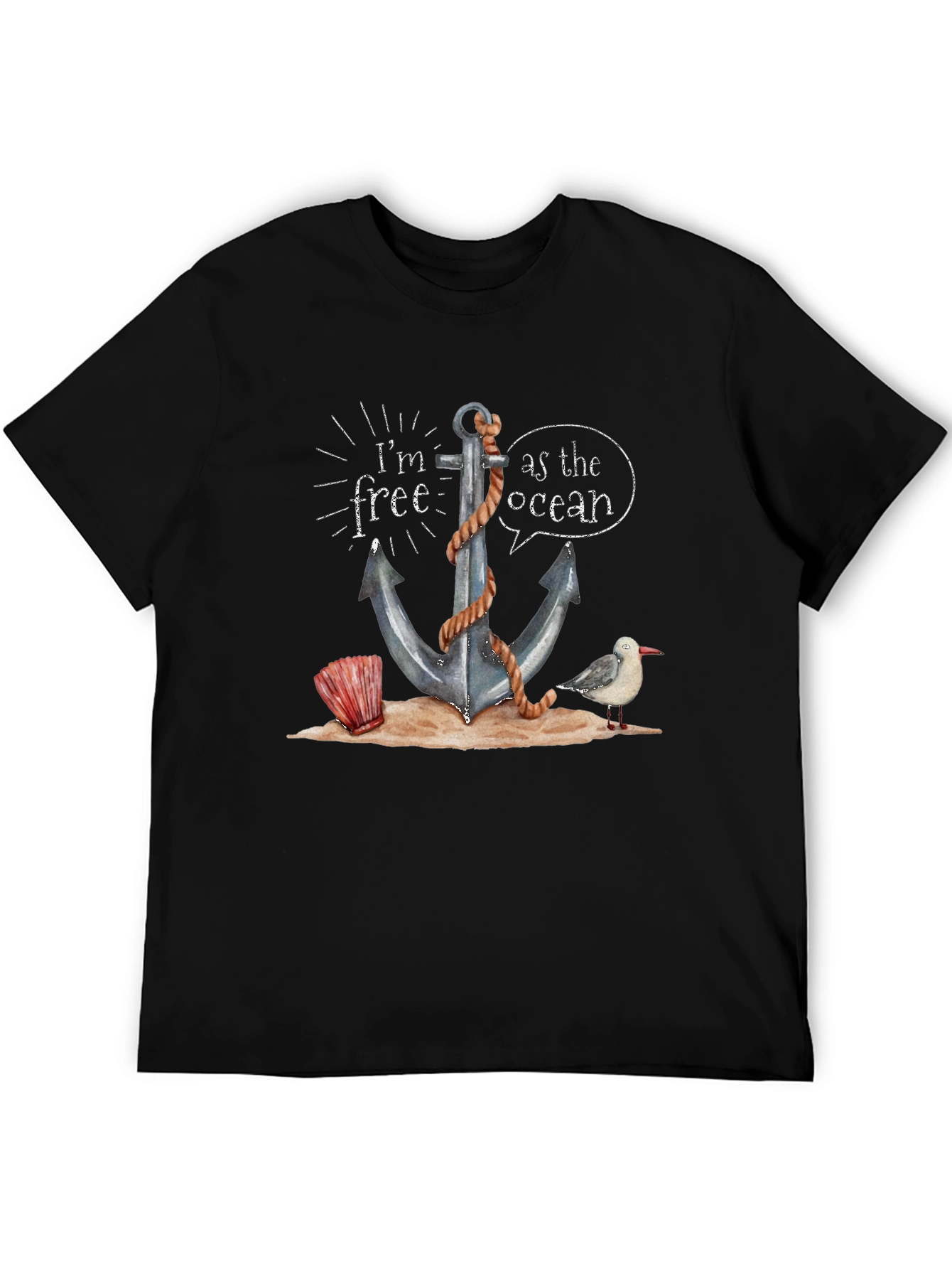Nautical Anchor T-Shirt - Im Free as the Ocean