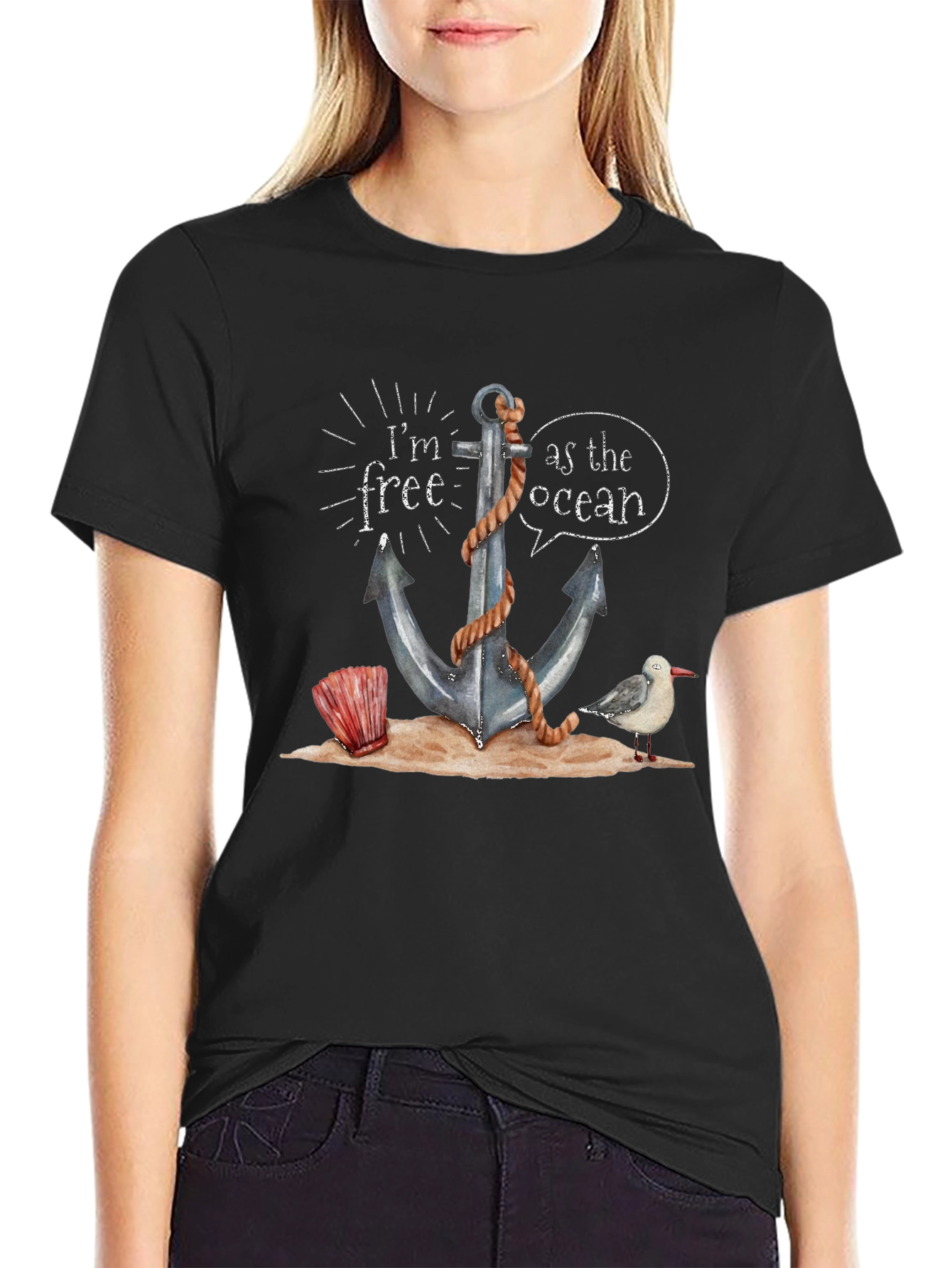 Nautical Anchor T-Shirt - Im Free as the Ocean