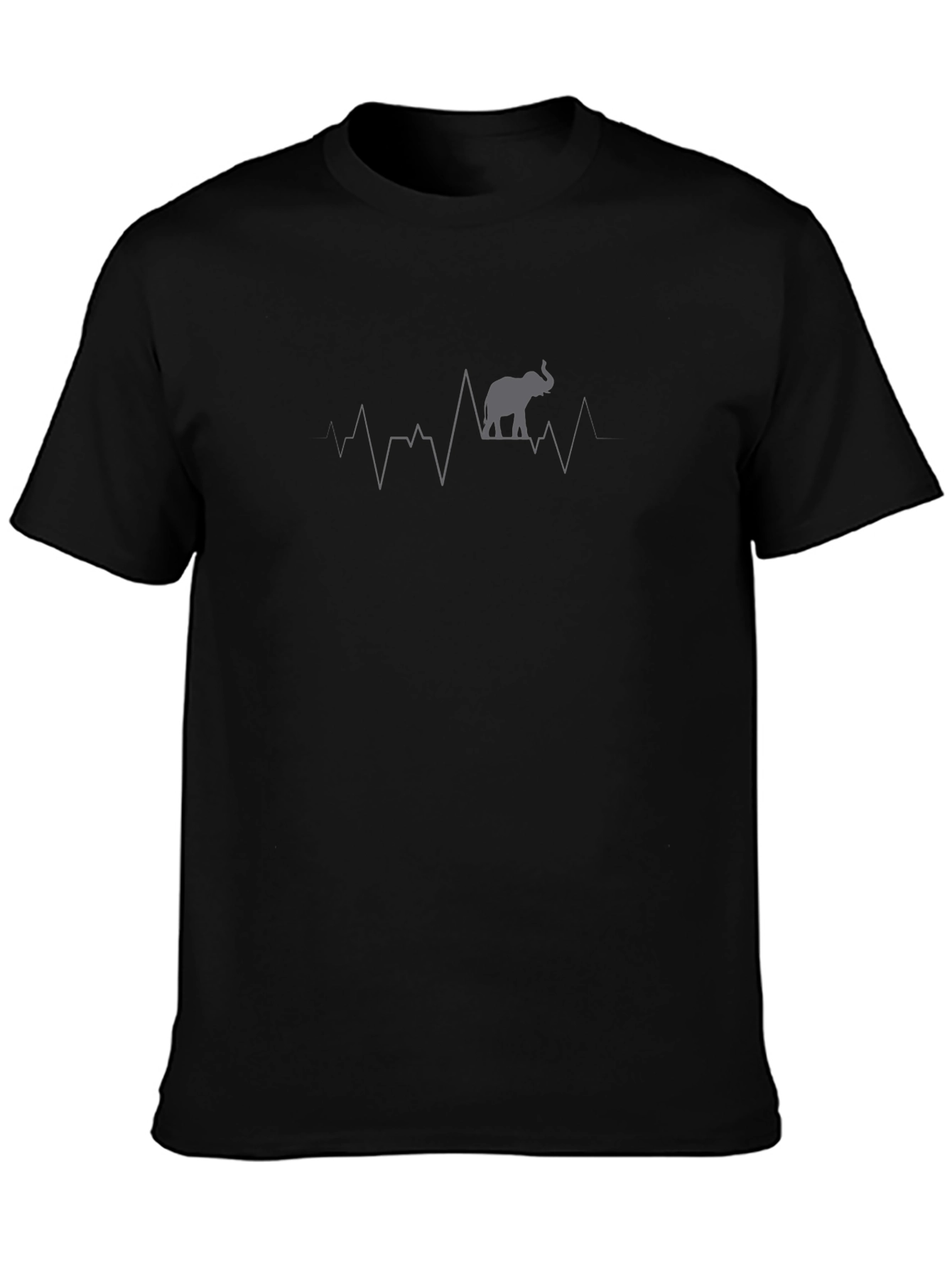 Elephant Heartbeat Graphic T-Shirt - Black