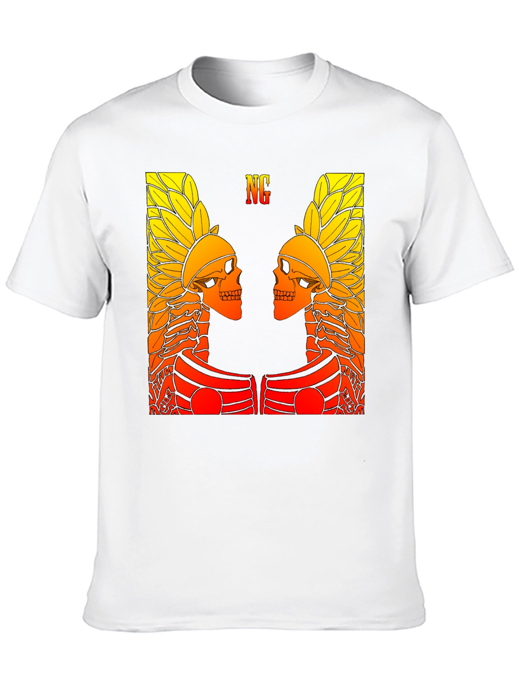 Graphic Tee - Twin Skull Headdress Design - Black