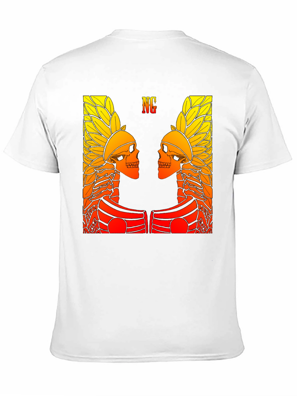 Graphic Tee - Twin Skull Headdress Design - Black