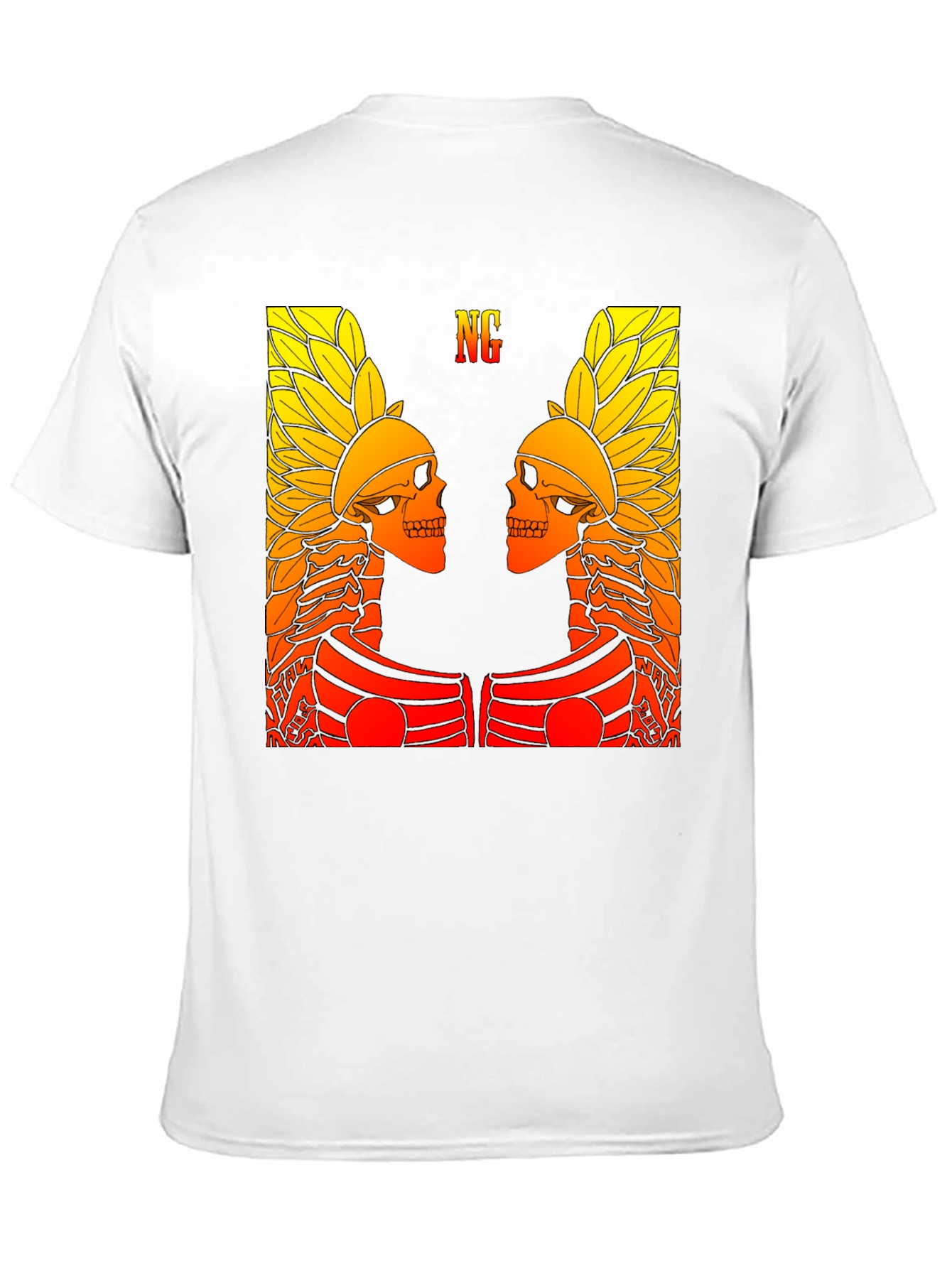 Graphic Tee - Twin Skull Headdress Design - Black