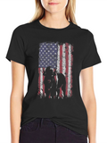 American Flag Dog Graphic Tee - Patriotic Style