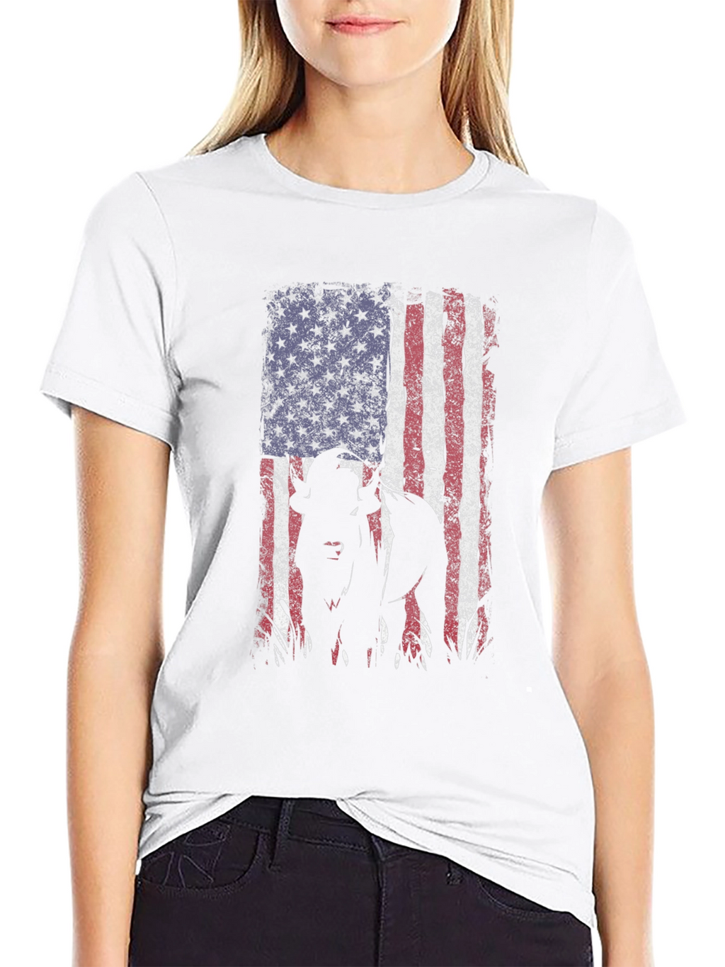 American Flag Dog Graphic Tee - Patriotic Style