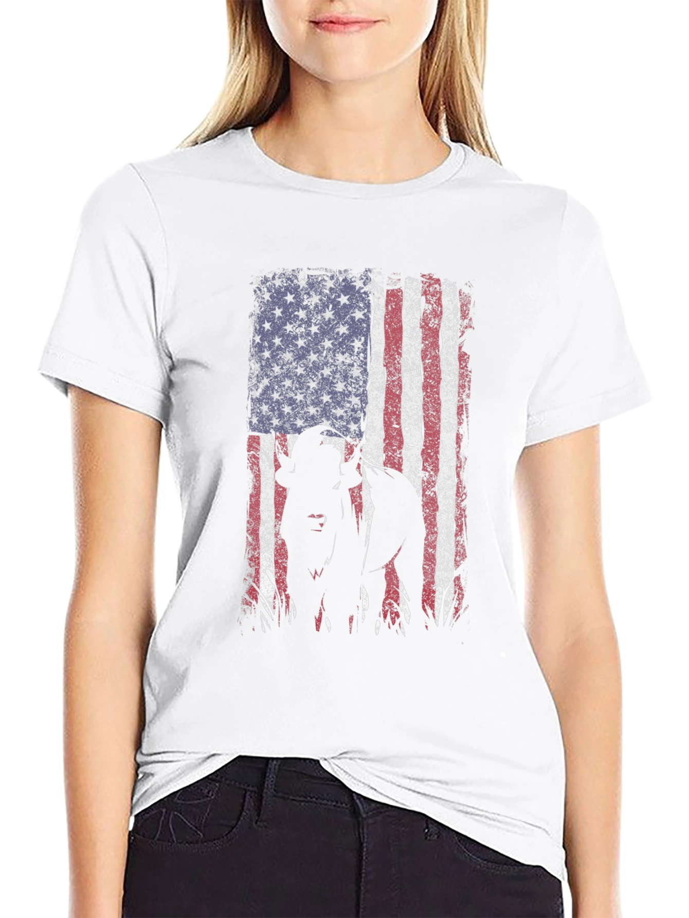 American Flag Dog Graphic Tee - Patriotic Style