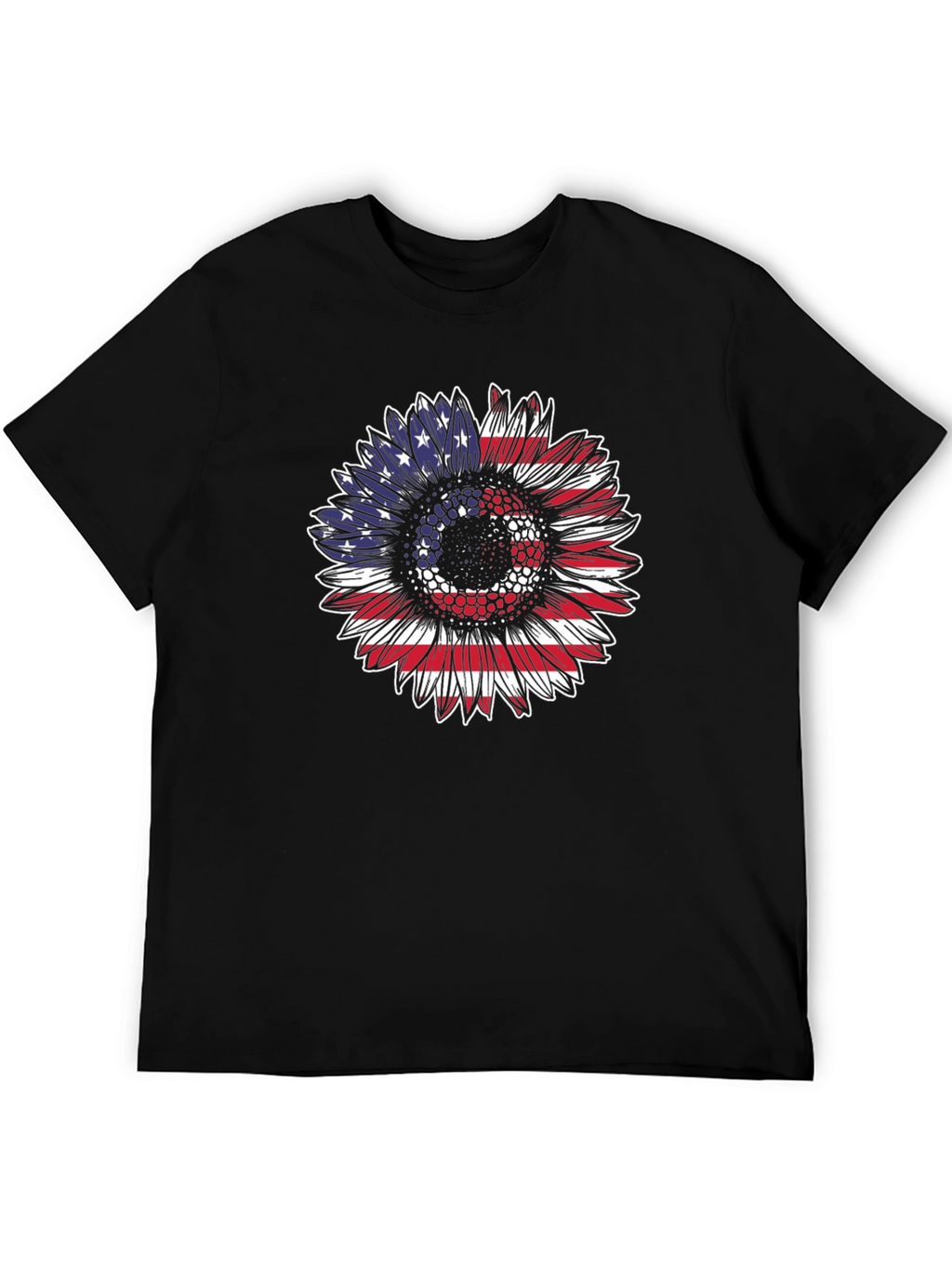 Patriotic Sunflower T-Shirt: USA Flag Design