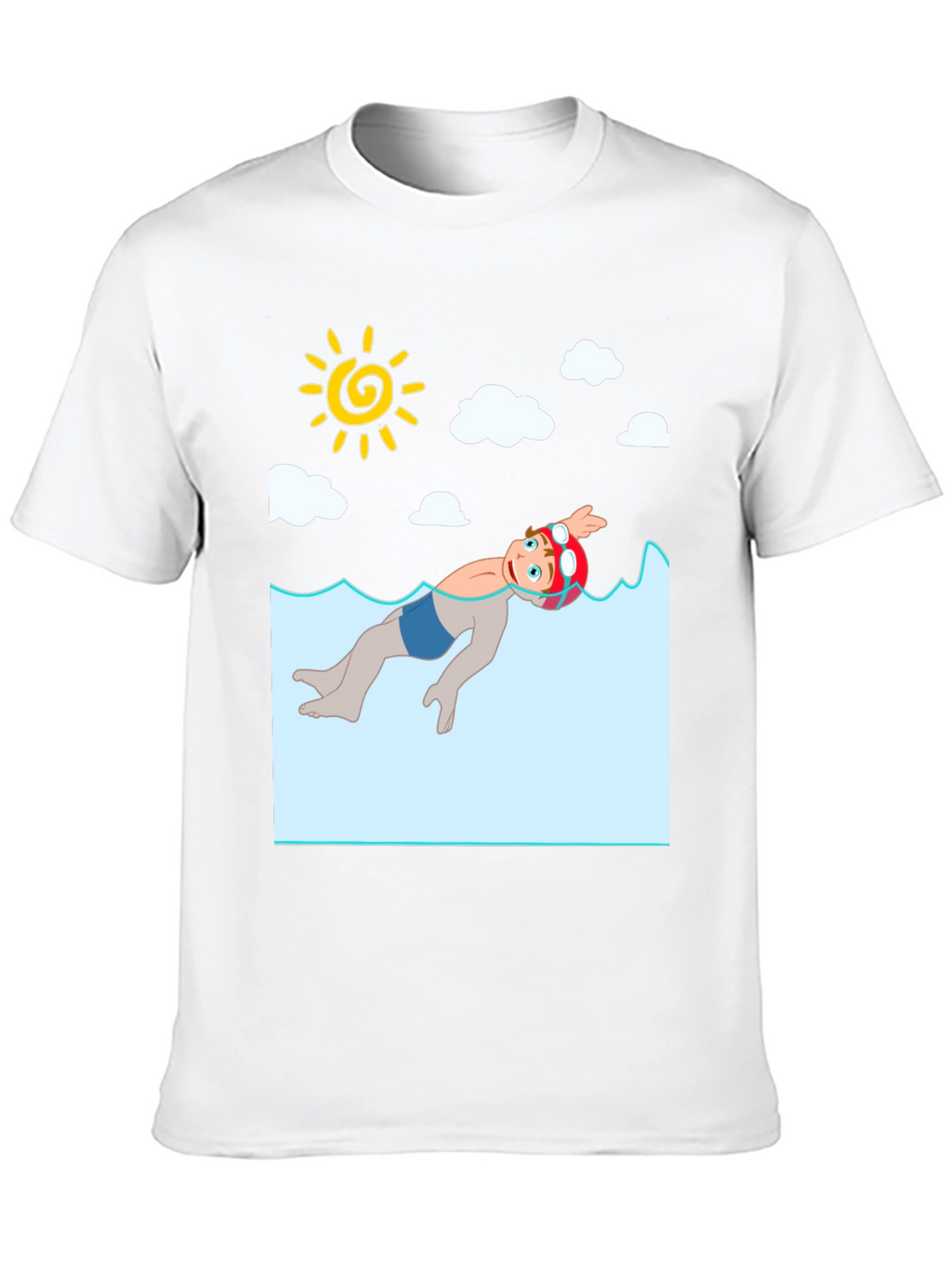 Cartoon Swimmer Graphic Tee - Black