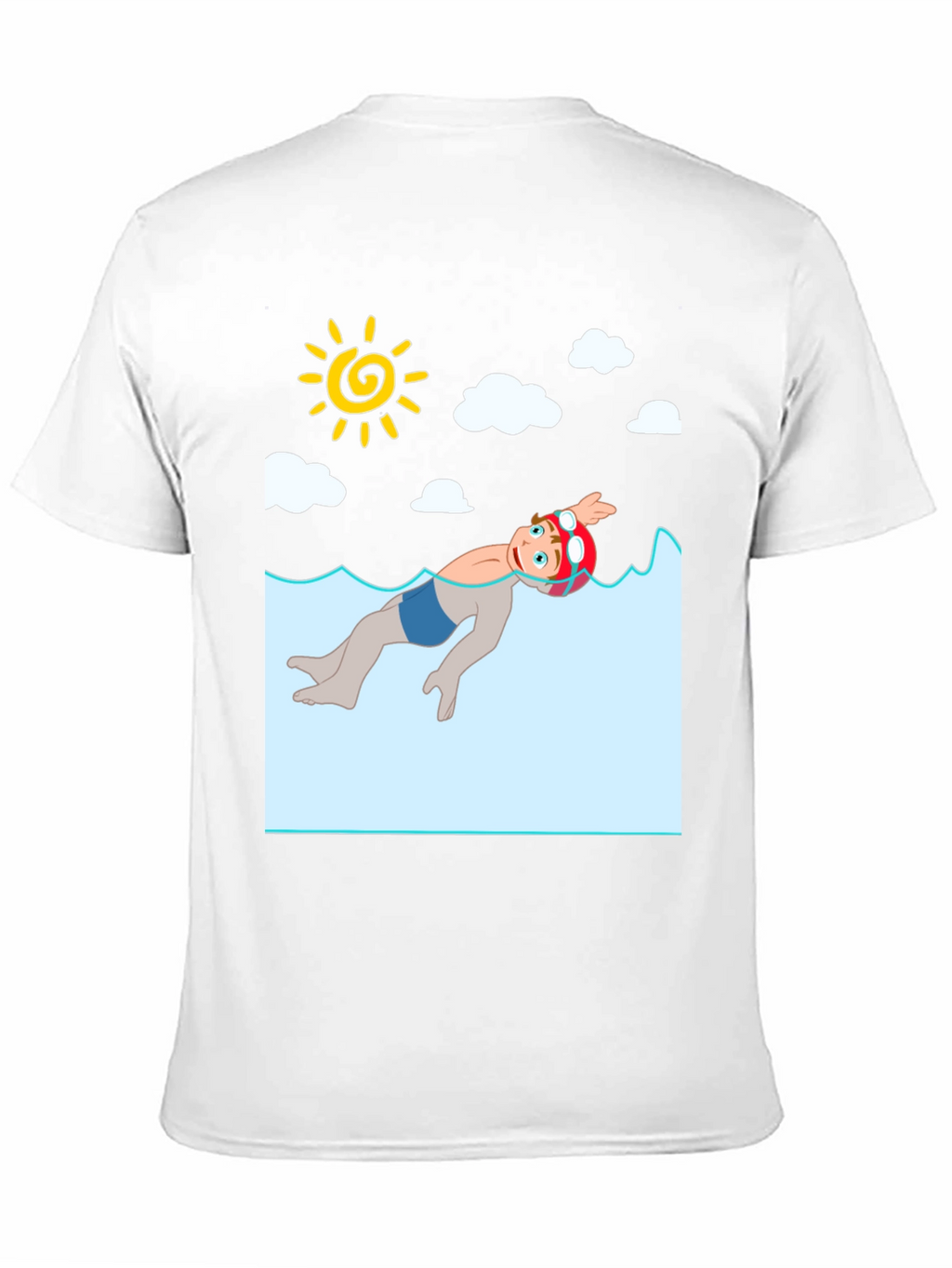 Cartoon Swimmer Graphic Tee - Black