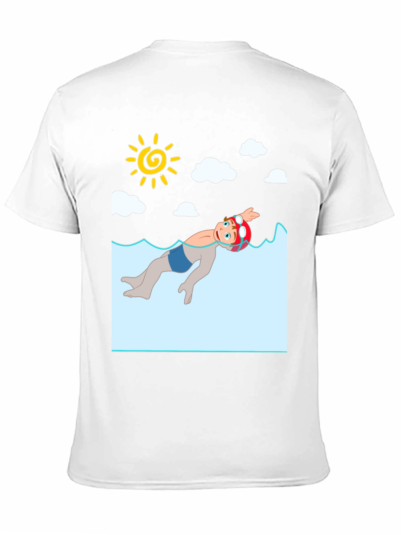 Cartoon Swimmer Graphic Tee - Black