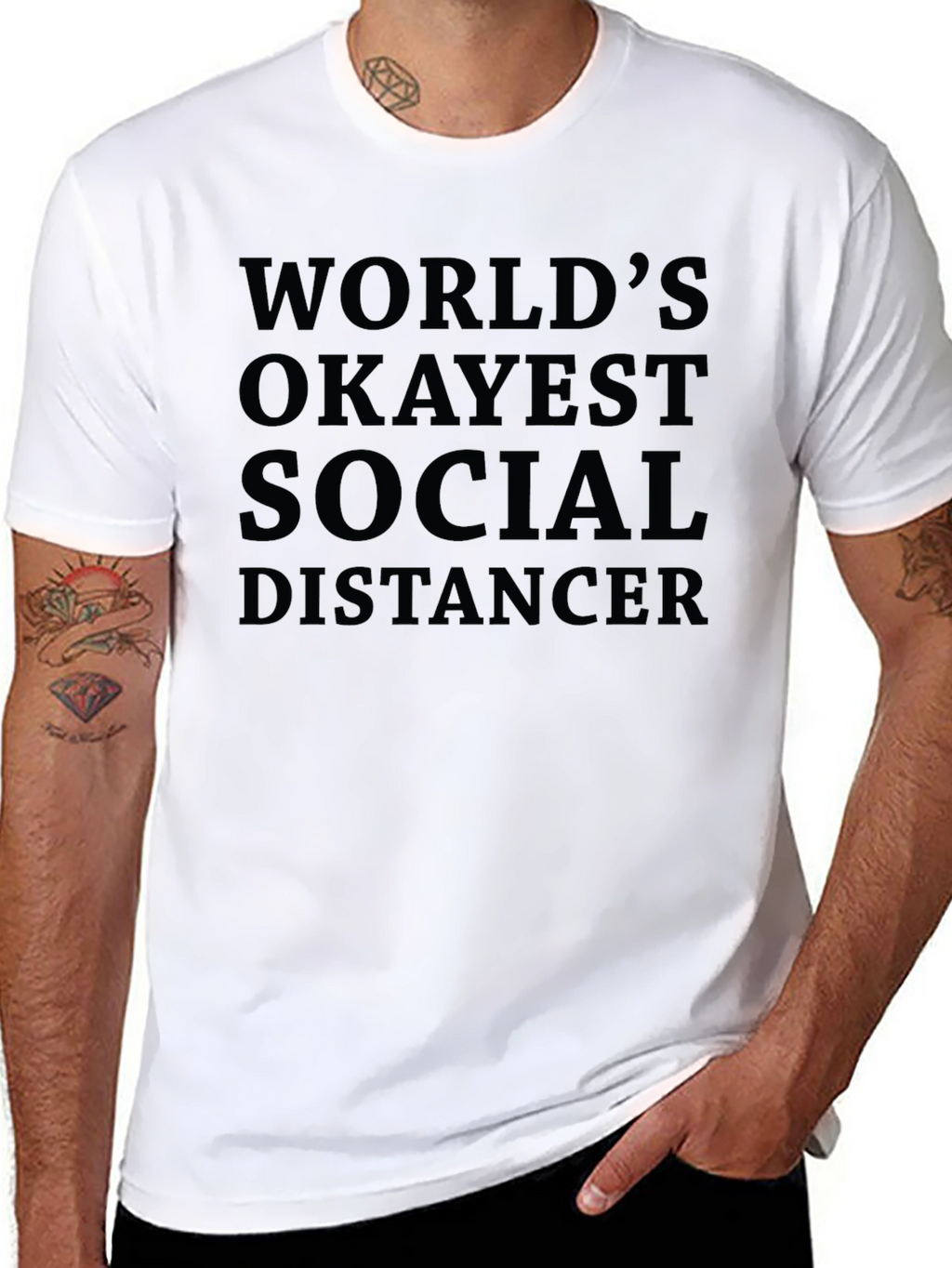 Worlds Okayest Social Distancer T-Shirt - Black Cotton