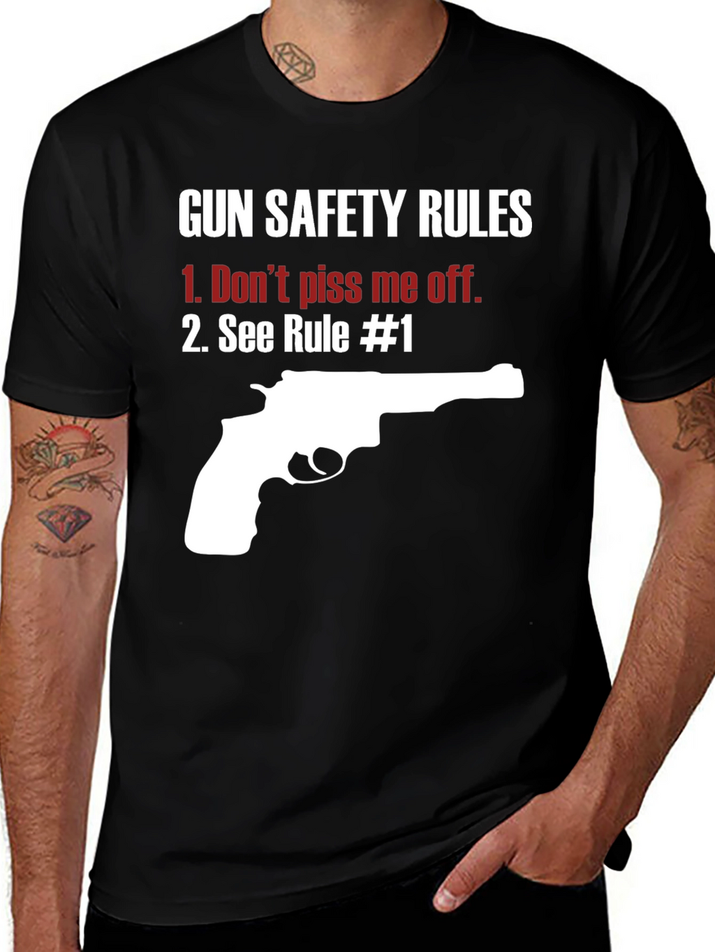 Gun Safety Rules Graphic T-Shirt