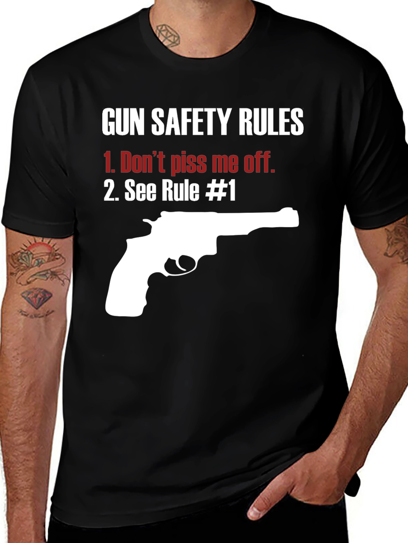 Gun Safety Rules Graphic T-Shirt