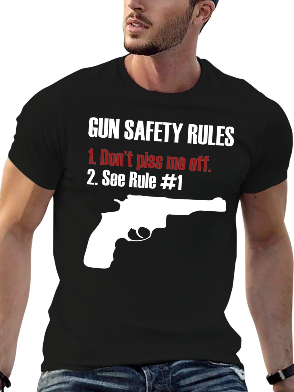 Gun Safety Rules Graphic T-Shirt