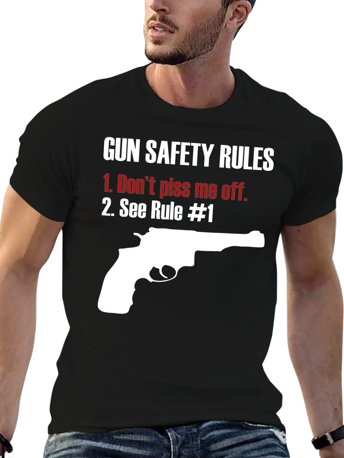 Gun Safety Rules Graphic T-Shirt