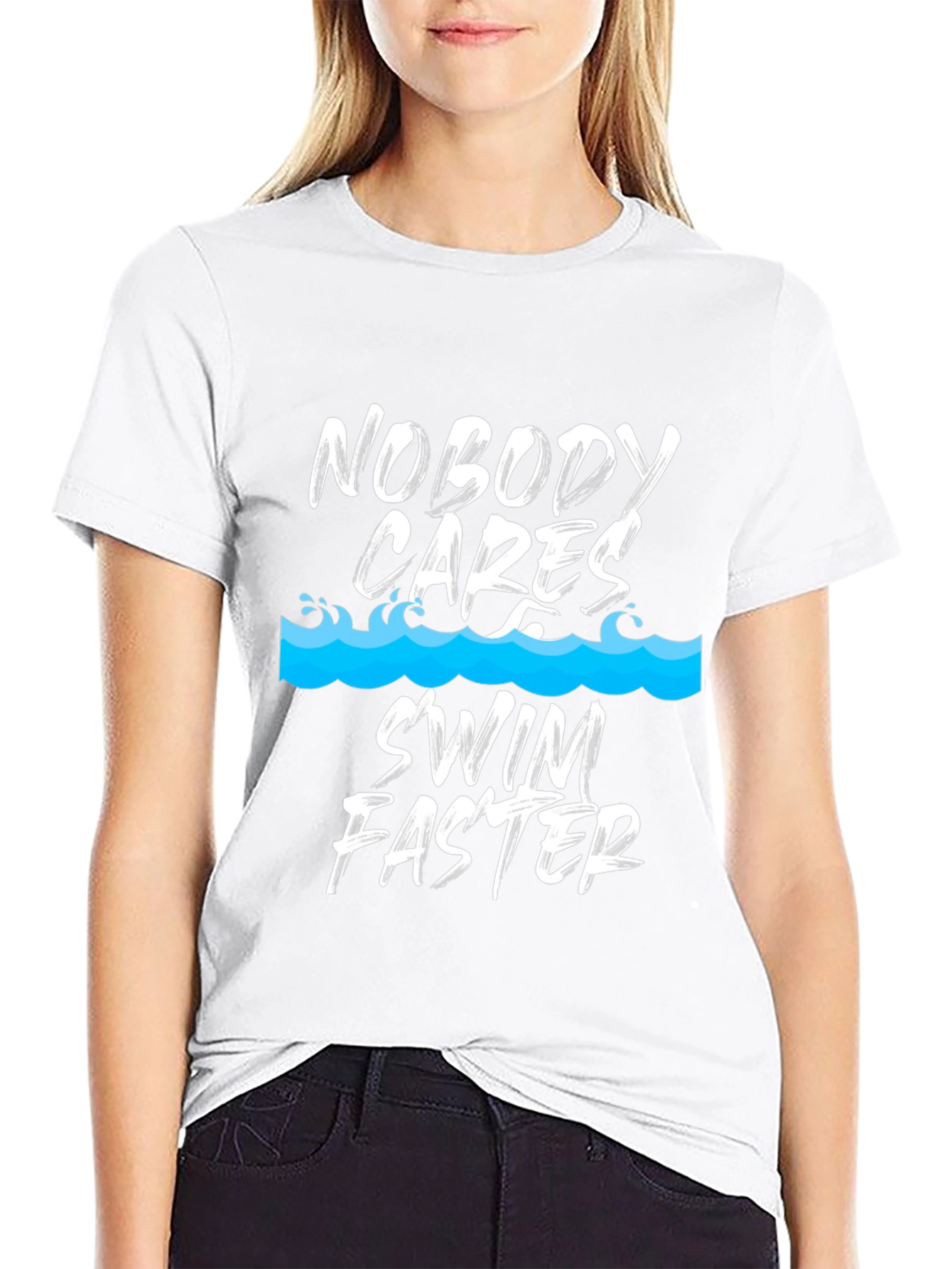 Nobody Cares Swim Faster Black T-Shirt