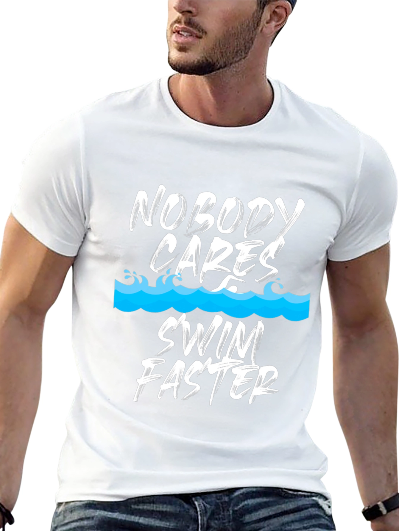 Nobody Cares Swim Faster Black T-Shirt