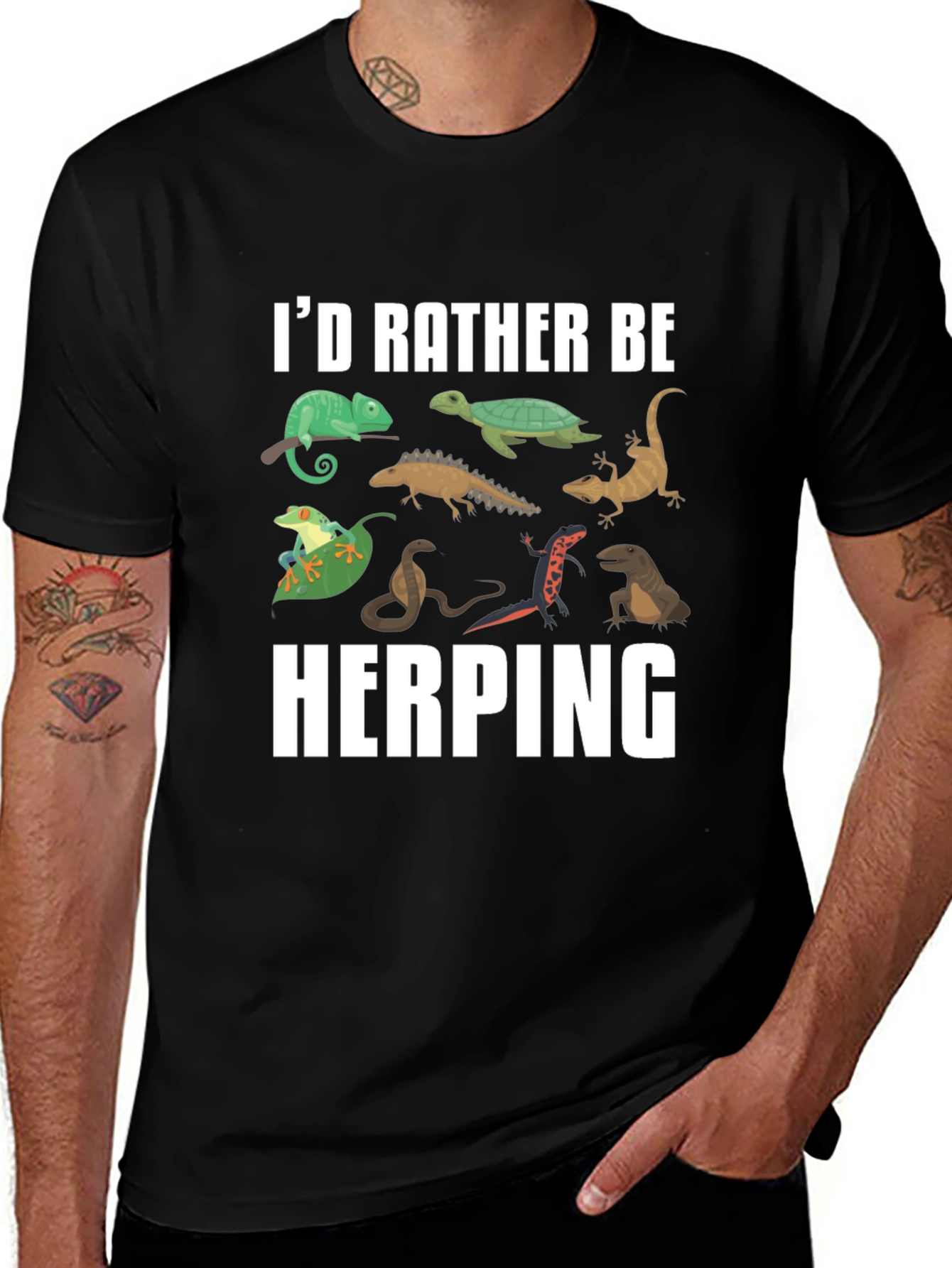 Herping Reptile T-Shirt - Id Rather Be Herping
