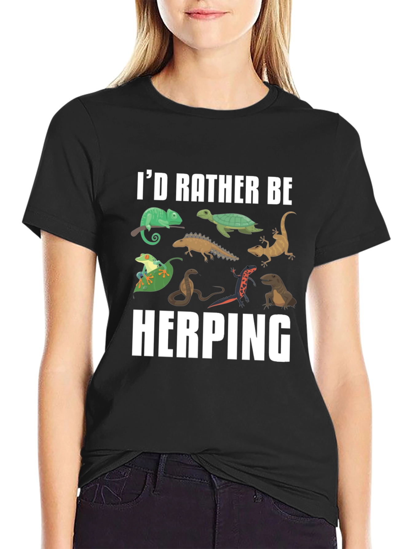Herping Reptile T-Shirt - Id Rather Be Herping