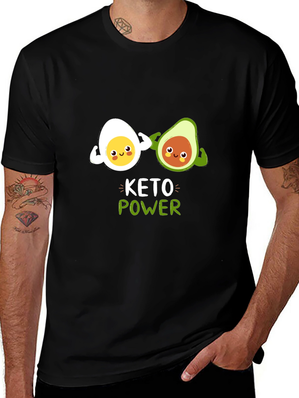 Keto Power T-Shirt Funny Egg and Avocado Gym Tee